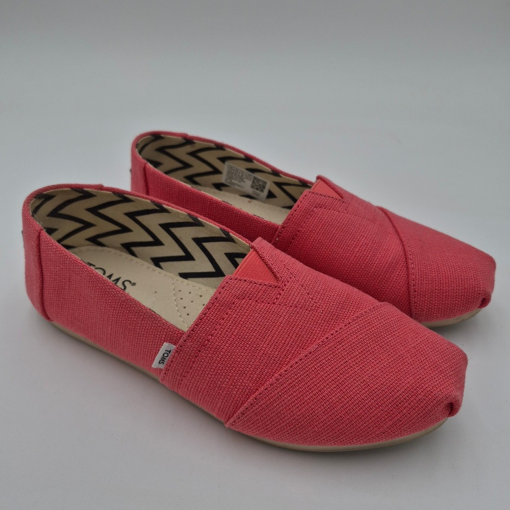 TOMS Womens Classic Alpargata Slip On Shoes Coral Pink Textile 10020572 Size 5.5